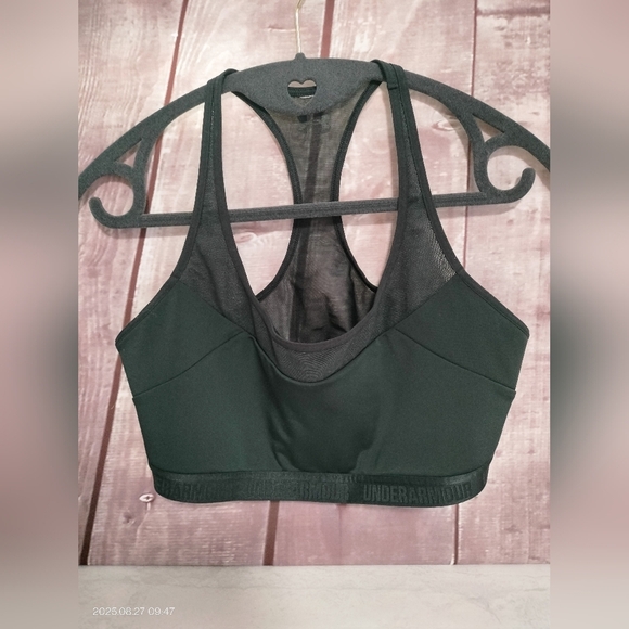 Under Armour Women's Black Sports Bra Lined Athletic Sz M/L Sheer Racerback - Picture 1 of 9